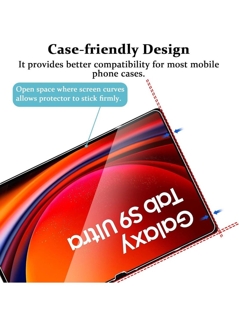 دل 3 موبايلك واقي شاشة لجهاز سامسونج جالاكسي تاب إس 9 ألترا اللوحي مقاس 14.6 بوصة، مصنوع من الزجاج المقوى [شفافية عالية الوضوح] [سهل التركيب] [مقاوم للخدوش] [صلابة 9H] - Image 2